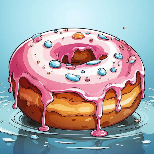 un disegno delizioso rosso vetrato donut adornato con spruzzate colorate