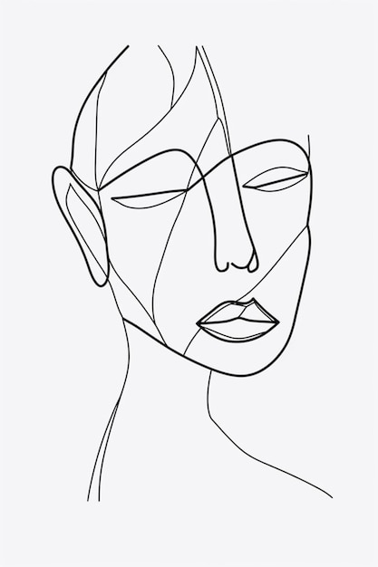 un disegno della faccia di una donna con un disegno di linea della sua faccia generativa ai