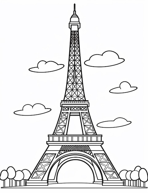 un disegno della torre eiffel a parigi generativo ai