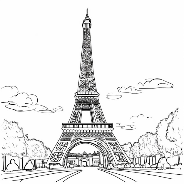 un disegno della Torre Eiffel a Parigi generativo ai