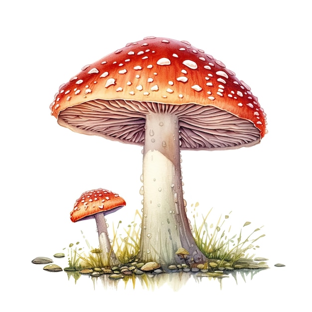 Un disegno di due funghi con la scritta "fly agaric" in alto.