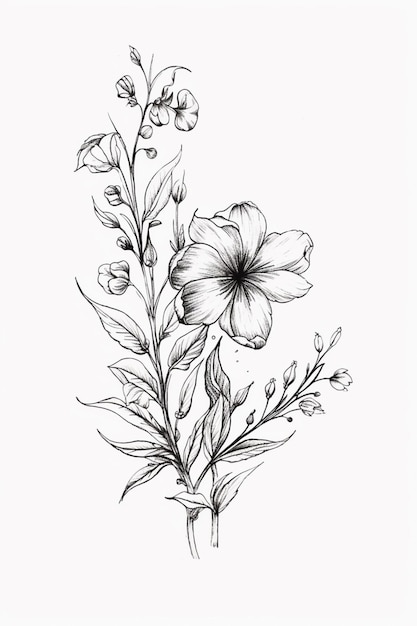 Un disegno di fiori su uno sfondo bianco