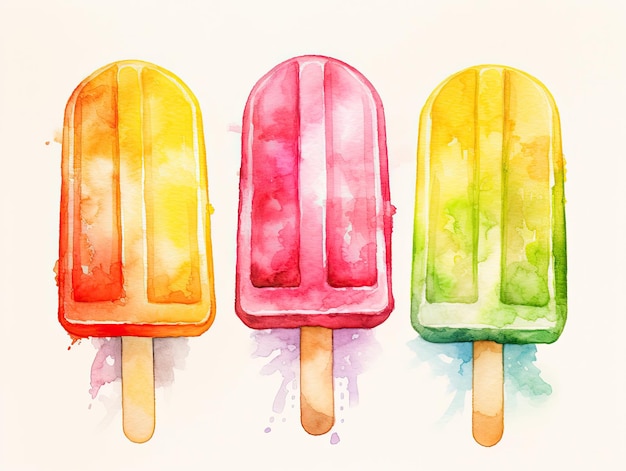 un disegno di gelati che sono dipinti in acquerelli