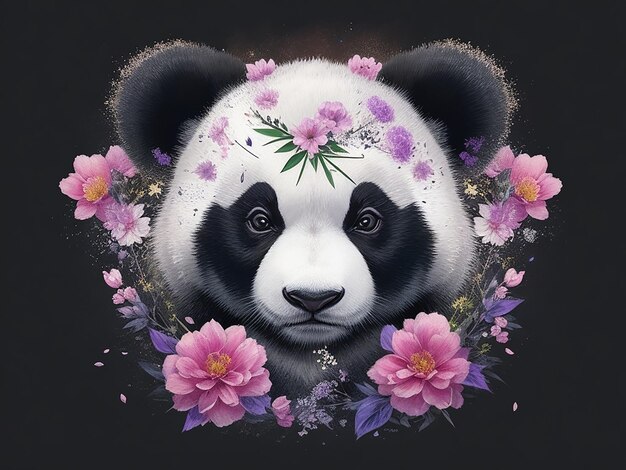 Un disegno di illustrazione di panda per una maglietta o una carta da parati è stato generato