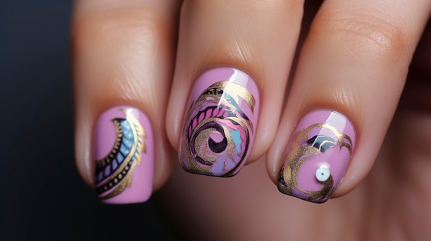 un disegno di nail art con un disegno su di esso