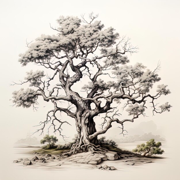 un disegno di un albero con la parola bonsai su di esso