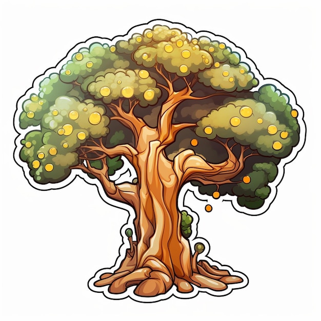 Un disegno di un albero con sopra un albero