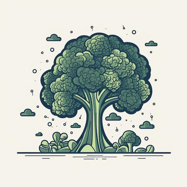 Un disegno di un albero di broccoli.