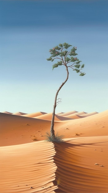 Un disegno di un albero nel deserto con le parole "l'albero è al centro".