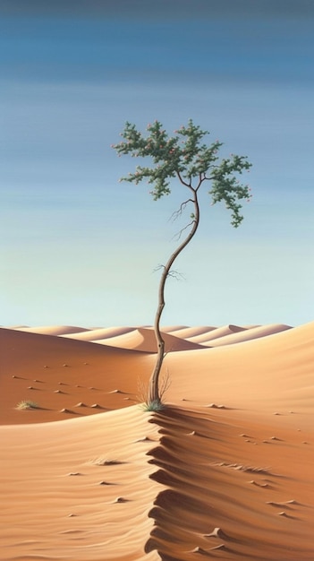 Un disegno di un albero nel deserto con sopra la parola sahara