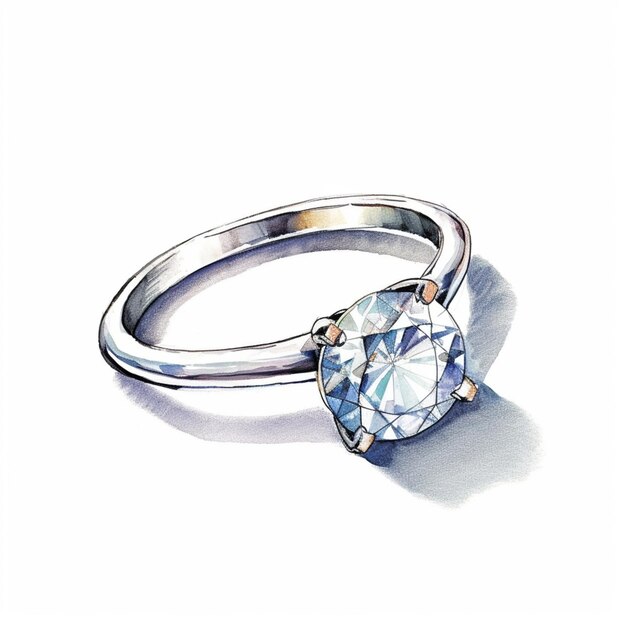 Un disegno di un anello di diamanti con un diamante nel mezzo generativo ai