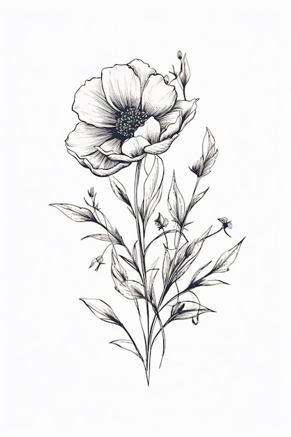 Un disegno di un anemone su uno sfondo bianco