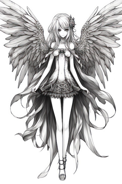 Un disegno di un angelo con ali che dicono "angelo"