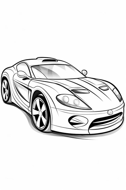 un disegno di un'auto sportiva con uno sfondo bianco ai generativa