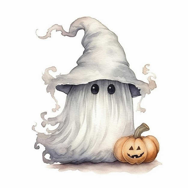 un disegno di un cappello da strega e una zucca.