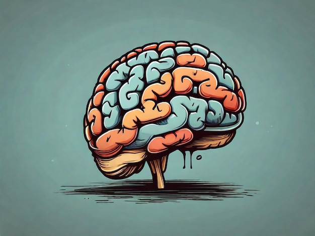 un disegno di un cervello con la parola cervello su di esso