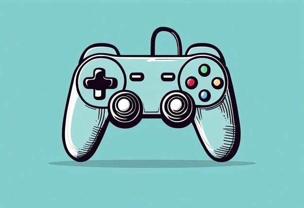 un disegno di un controller di videogioco con uno sfondo verde