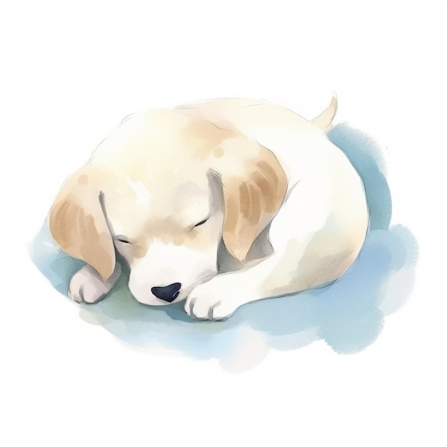 Un disegno di un cucciolo che dorme.