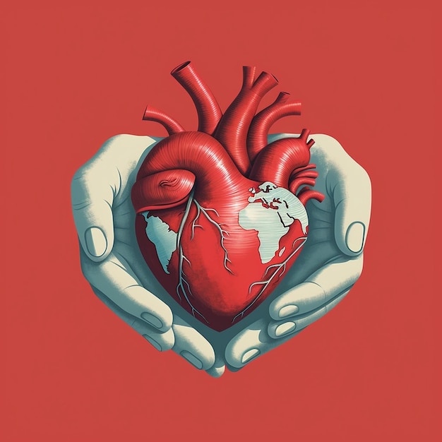 Un disegno di un cuore con una persona che tiene un cuore.