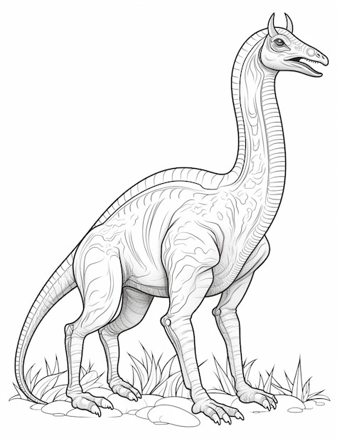 un disegno di un dinosauro con un collo lungo e un'ai generativa a collo lungo