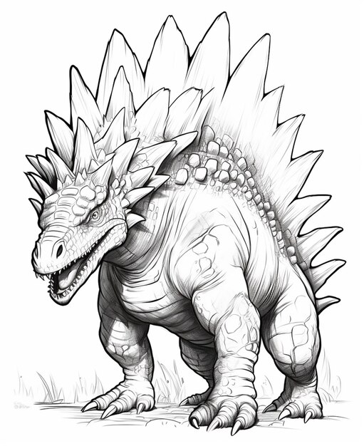 Un disegno di un dinosauro con una testa grande e denti grandi generativo ai