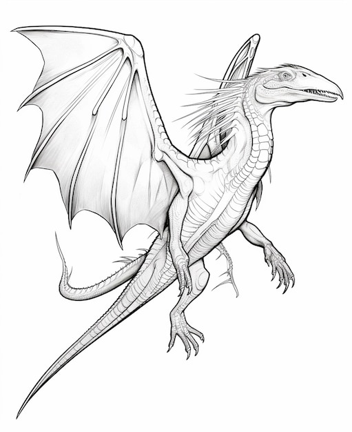 Un disegno di un drago con ali e una coda generativa ai