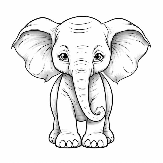 un disegno di un elefante con grandi orecchie e una grande zanna generativa ai
