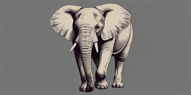 un disegno di un elefante con le zanne