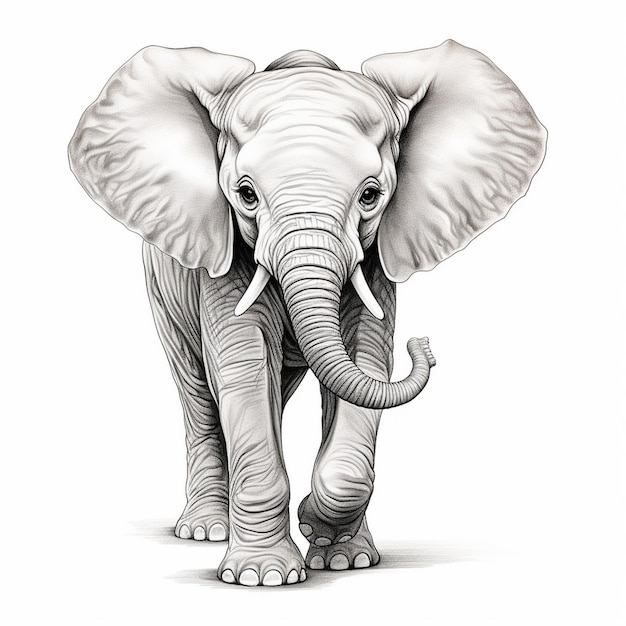 un disegno di un elefante con uno sfondo bianco