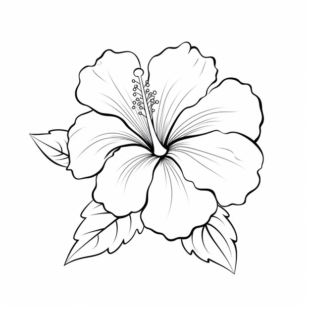 un disegno di un fiore con foglie e un gambo di fiore generativo ai