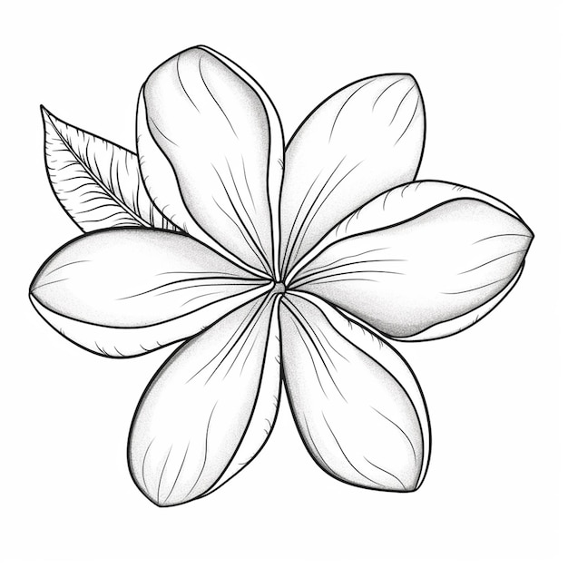 Un disegno di un fiore con foglie su uno sfondo bianco ai generativo