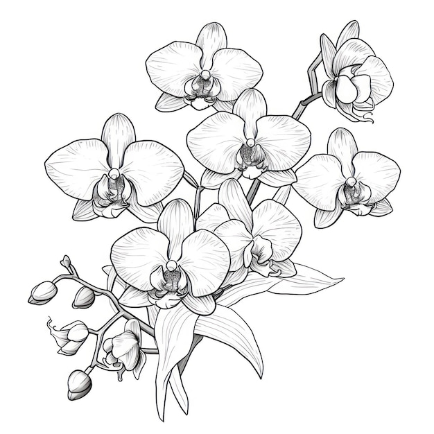 un disegno di un fiore con la parola "orchidea" sopra.