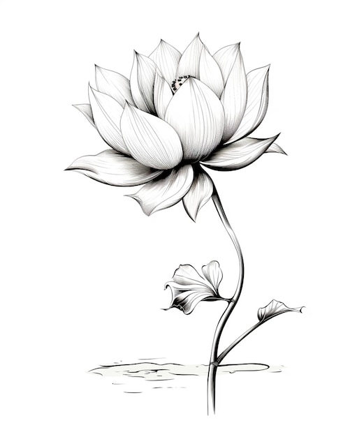 Un disegno di un fiore con stelo e foglie ai generativa