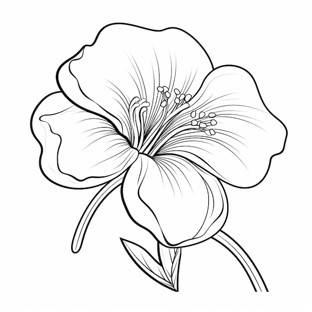 un disegno di un fiore con stelo e foglie generative ai