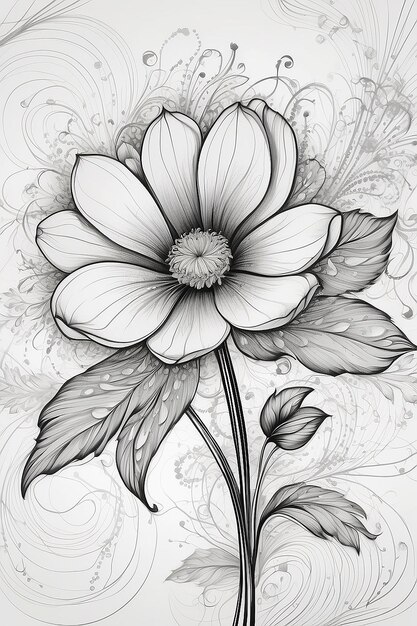 Un disegno di un fiore con vortici e punti su di esso generativo ai