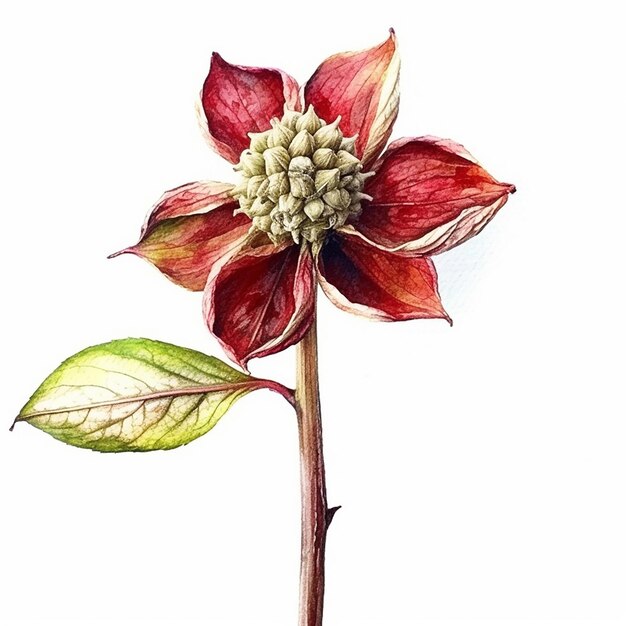 Un disegno di un fiore rosso della magnolia.