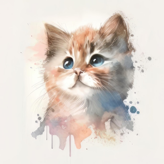 Un disegno di un gatto con gli occhi azzurri