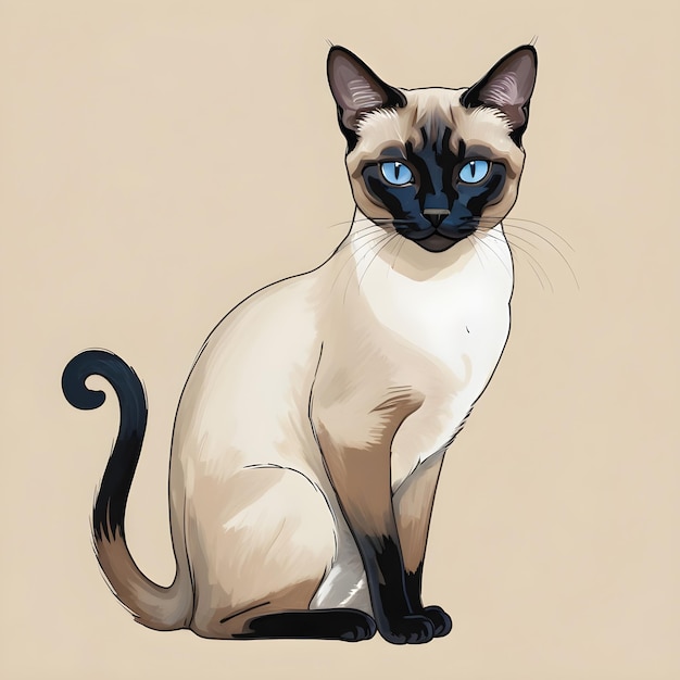 un disegno di un gatto con occhi blu e un gatto bianco e nero con occhi blu