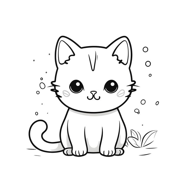 un disegno di un gatto con un fiore sullo sfondo