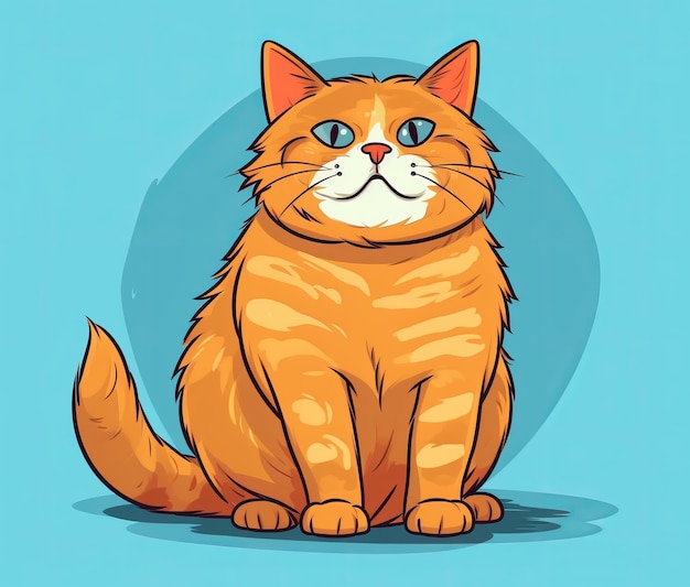 Un disegno di un gatto con una striscia blu sulla coda.