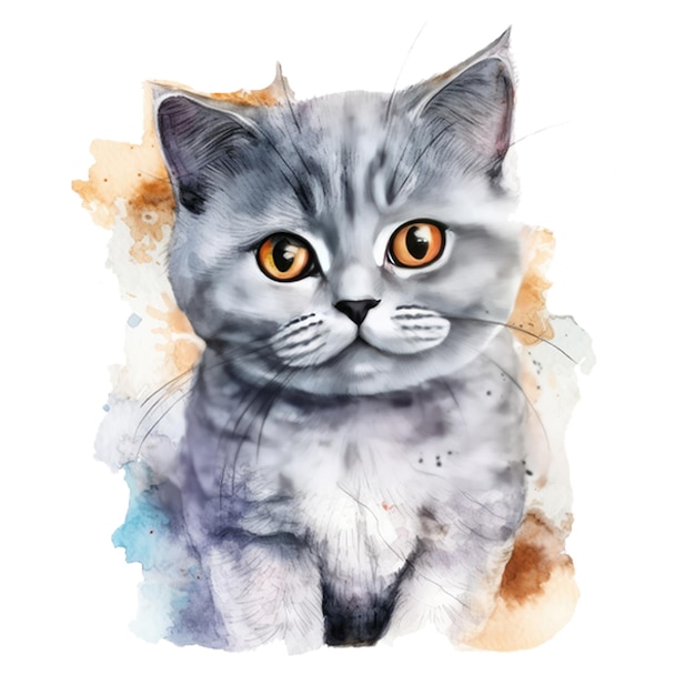 Un disegno di un gatto grigio britannico a pelo corto