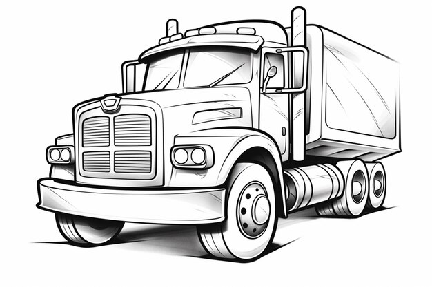 un disegno di un grande camion con un rimorchio sull'ai generativa anteriore