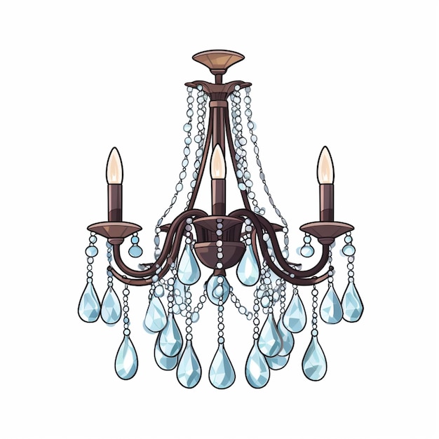 un disegno di un lampadario con tre luci e una candela generativa ai