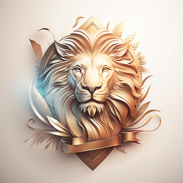 Un disegno di un leone con un nastro intorno