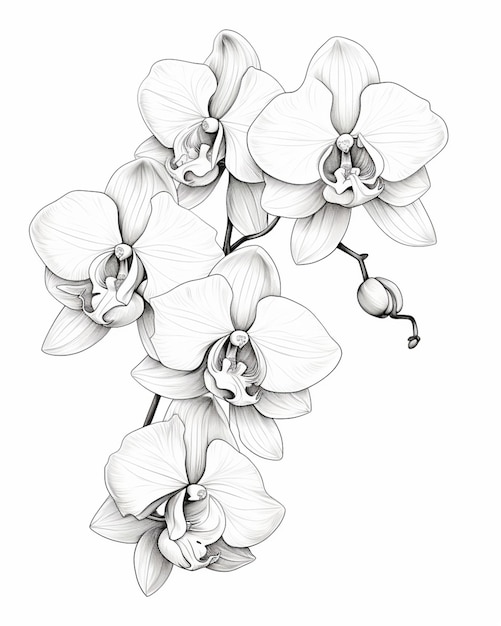 Un disegno di un mazzo di fiori con uno stelo generativo ai