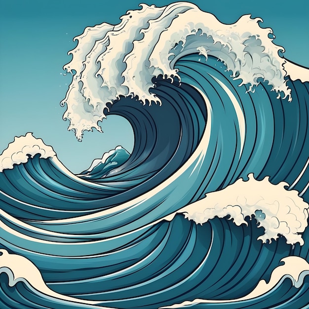 un disegno di un'onda che ha la parola "oceano" sopra