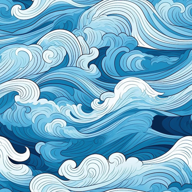 Un disegno di un'onda con onde blu e la parola onde.