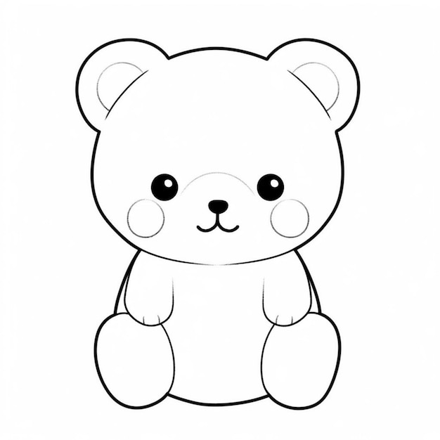 Un disegno di un orsacchiotto seduto su uno sfondo bianco