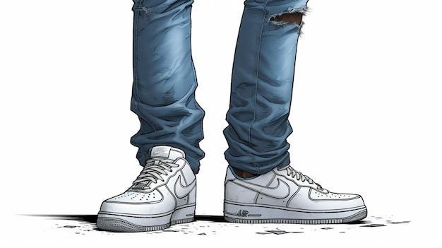 Un disegno di un paio di scarpe Nike Air Force 1.