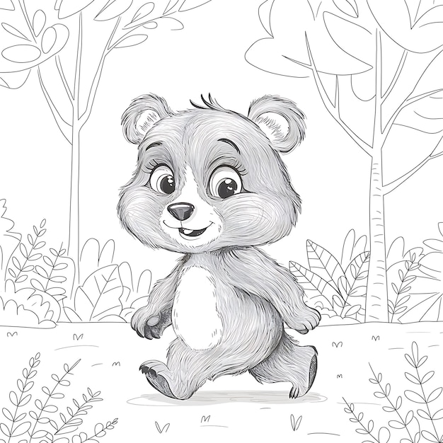 un disegno di un personaggio di cartone animato con un orso su di esso
